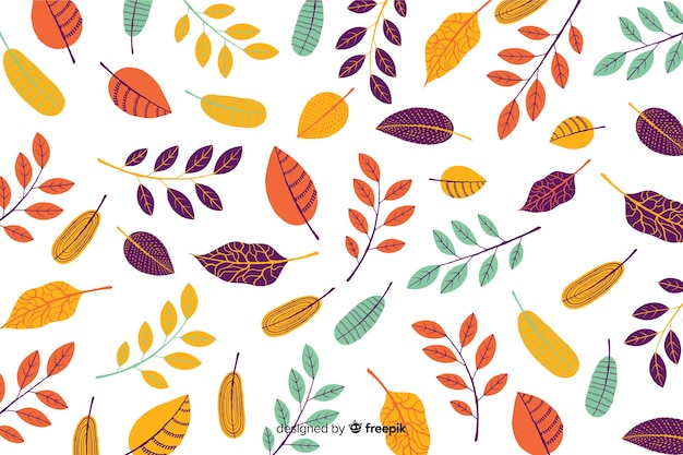 Gratis vector hand getrokken verlaat herfst achtergrond