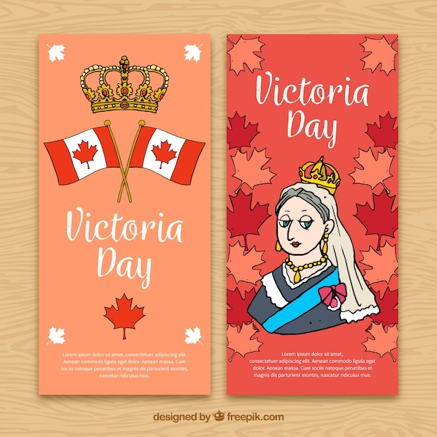 Hand getrokken victoria dag banners