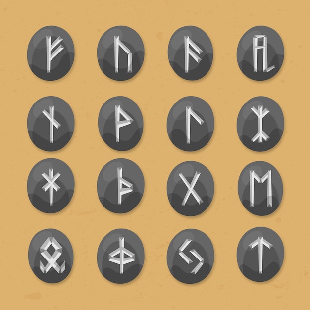 Gratis vector hand getrokken viking runen alfabet