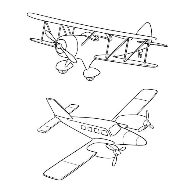 Hand getrokken vliegtuig schets illustratie