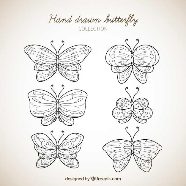 Gratis vector hand getrokken vlinderinzameling