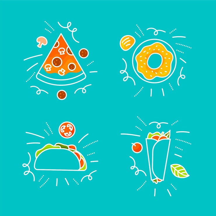 Gratis Vector hand getrokken voedsel doodles set