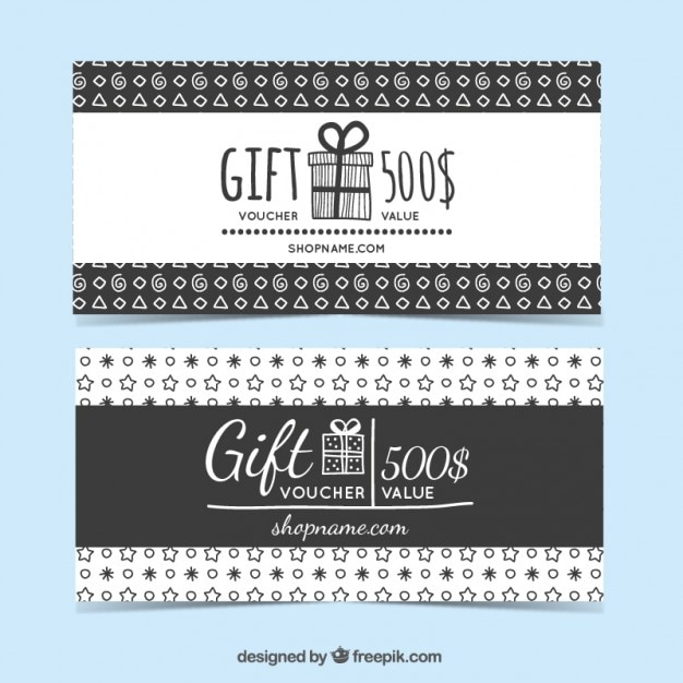 Gratis vector hand getrokken vormen cadeaubon set