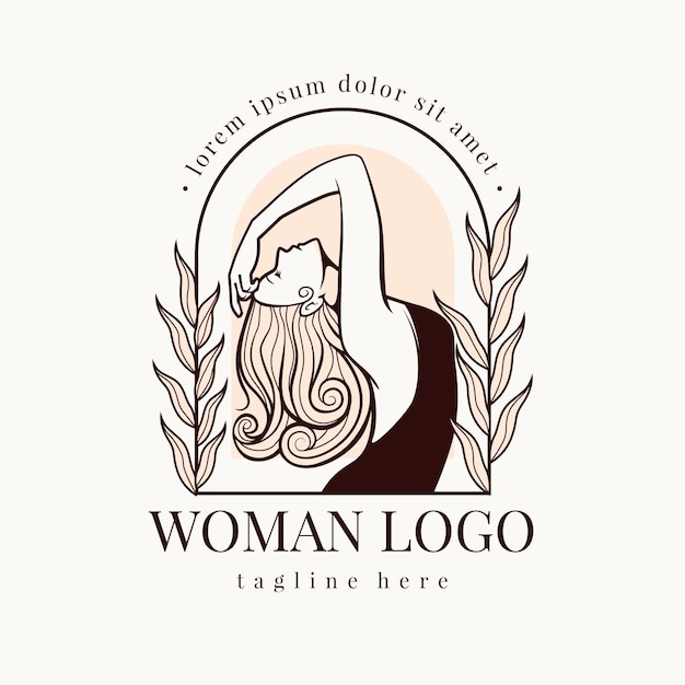 Hand getrokken vrouw logo sjabloon