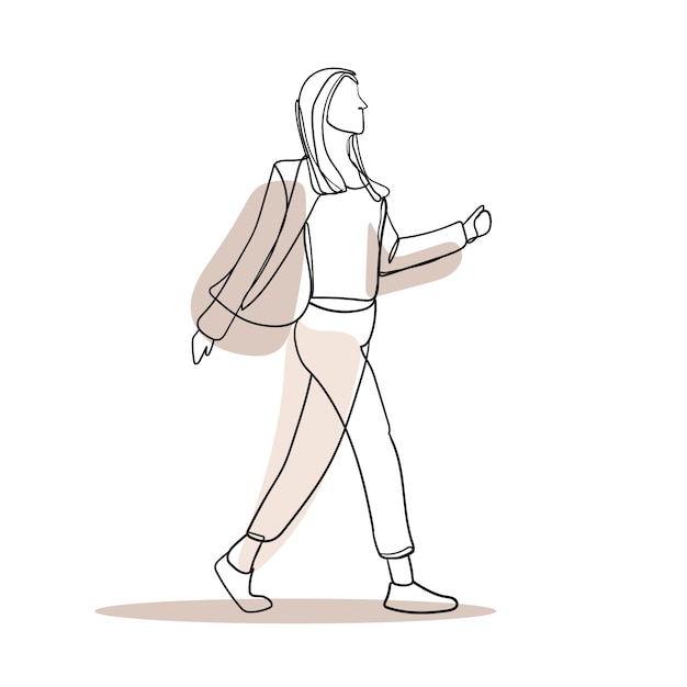 Gratis vector hand getrokken vrouw lopen tekening illustratie