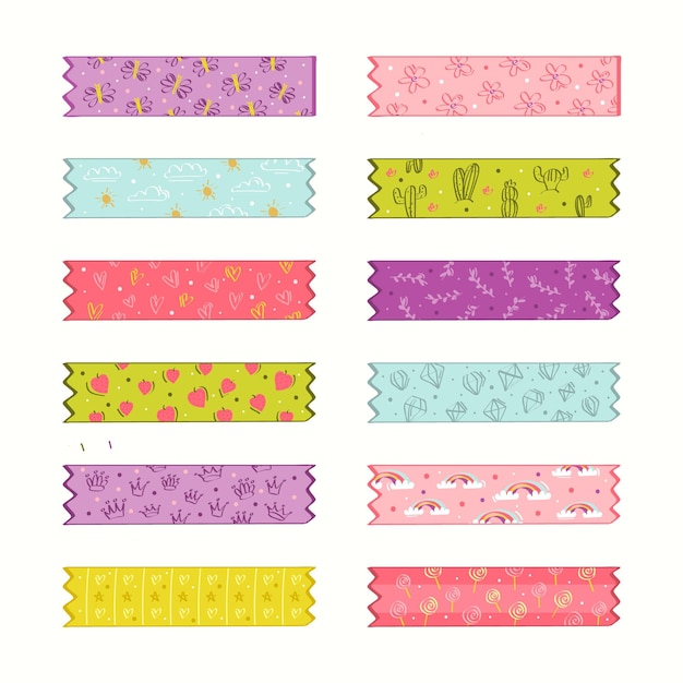 Hand getrokken washi tape-collectie