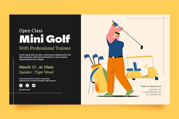 Gratis vector hand getrokken webinar sjabloon voor golfclubs