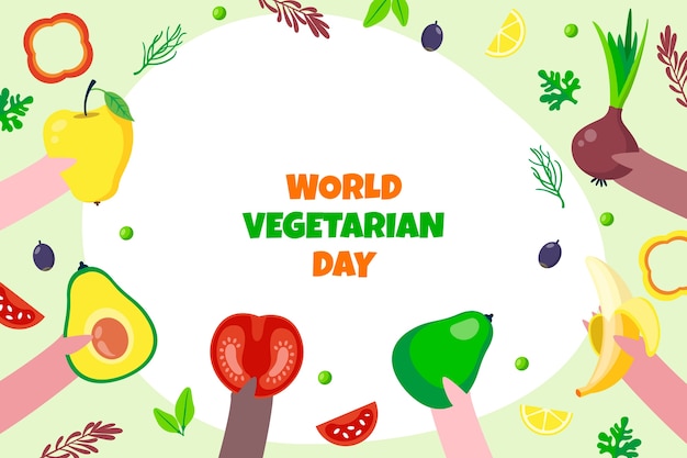 Hand getrokken wereld vegetarische dag achtergrond