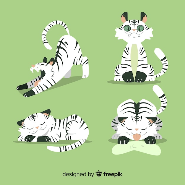 Gratis vector hand getrokken wilde tijger collectie