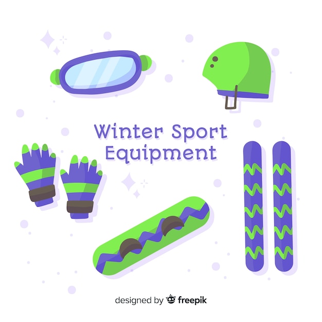 Gratis vector hand getrokken wintersport uitrusting