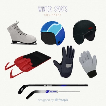 Hand getrokken wintersport uitrusting