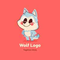 Gratis vector hand getrokken wolf logo sjabloon
