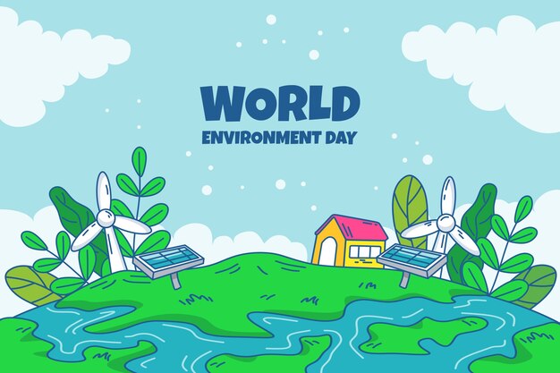 Hand getrokken World Environment Day achtergrond