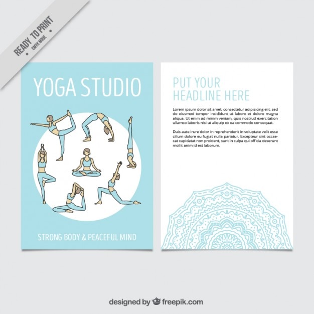 Gratis vector hand getrokken yoga houdingen flyer template