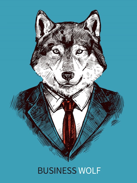 Hand getrokken zakelijke Wolf Poster