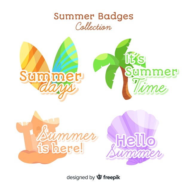 Hand getrokken zomer badge collectie