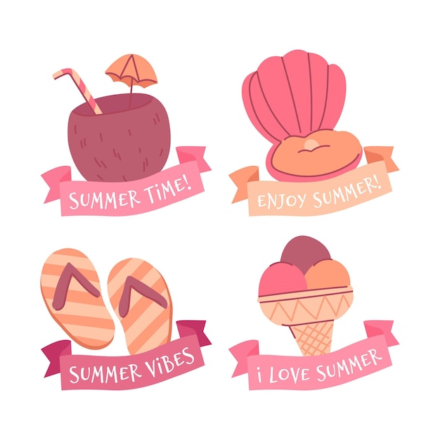 Hand getrokken zomer badges concept