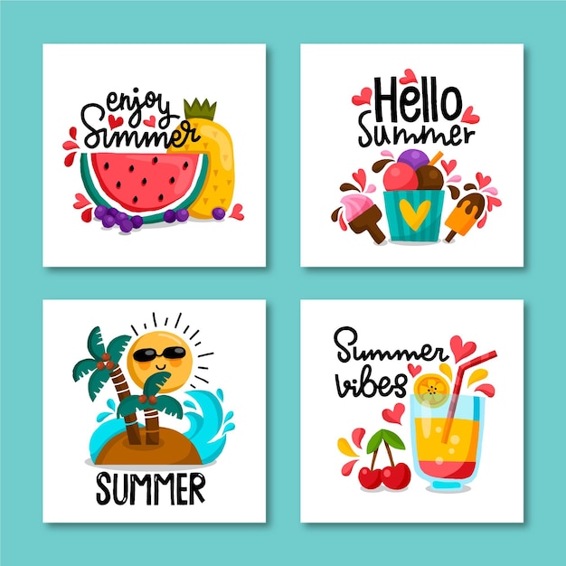 Gratis vector hand getrokken zomer kaartsjabloon