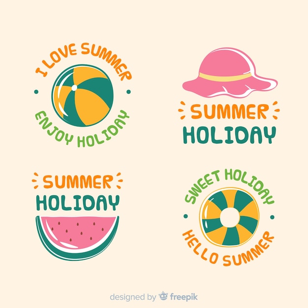 Gratis vector hand getrokken zomer label collectie