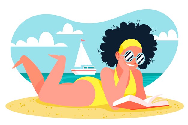 Hand getrokken zomer lezen boeken illustratie