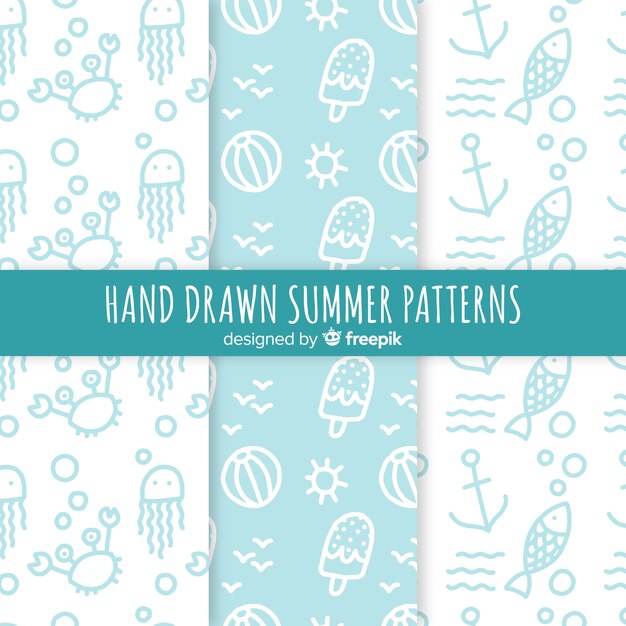 Hand getrokken zomer patroon collectie