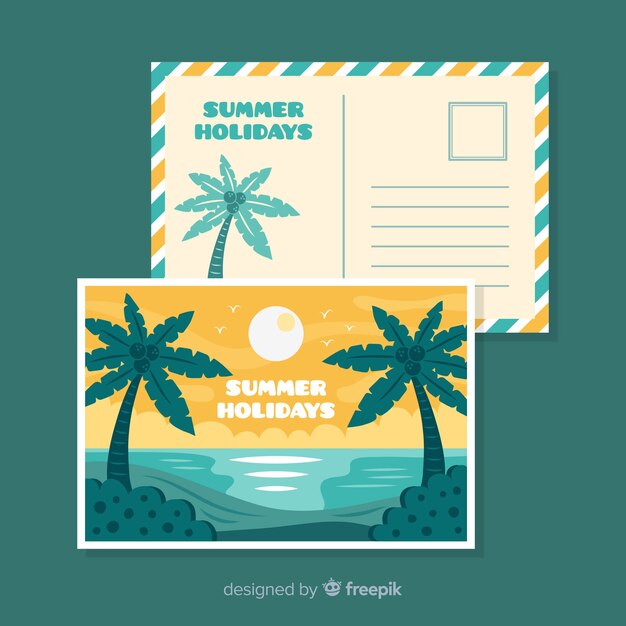 Hand getrokken zomervakantie briefkaart
