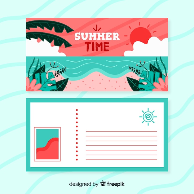 Gratis vector hand getrokken zomervakantie briefkaart