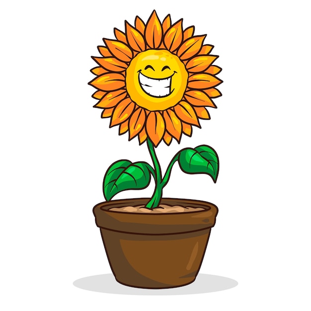 Gratis vector hand getrokken zonnebloem cartoon afbeelding