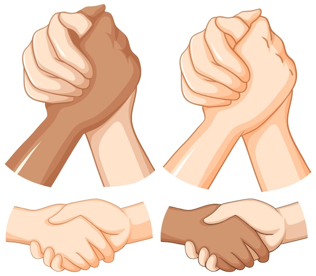 Gratis vector hand in hand op witte achtergrond