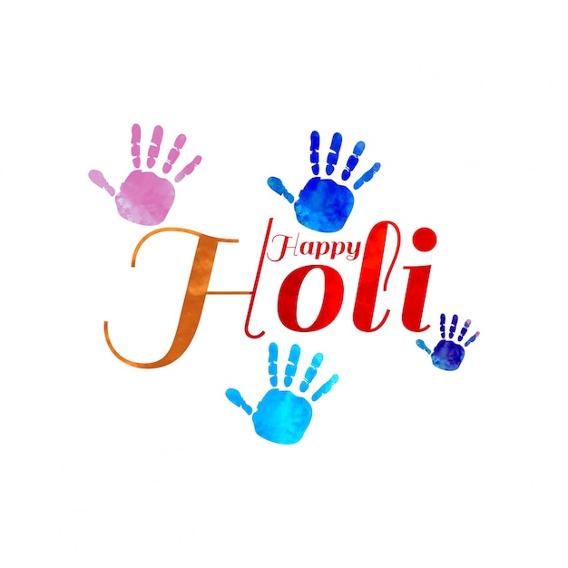 Hand in veelkleurige vlekken van verf op verf splash achtergrond Heldere kleurrijke poster op het Holi festival Vector illustratie