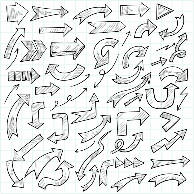 Hand loting geometrische doodle zakelijke pijl set