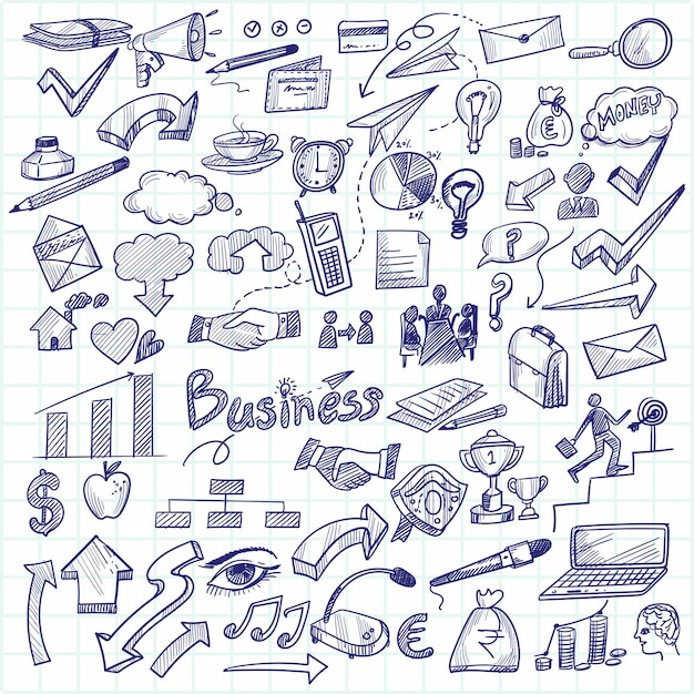 Gratis vector hand loting technologie schets doodle decorontwerp