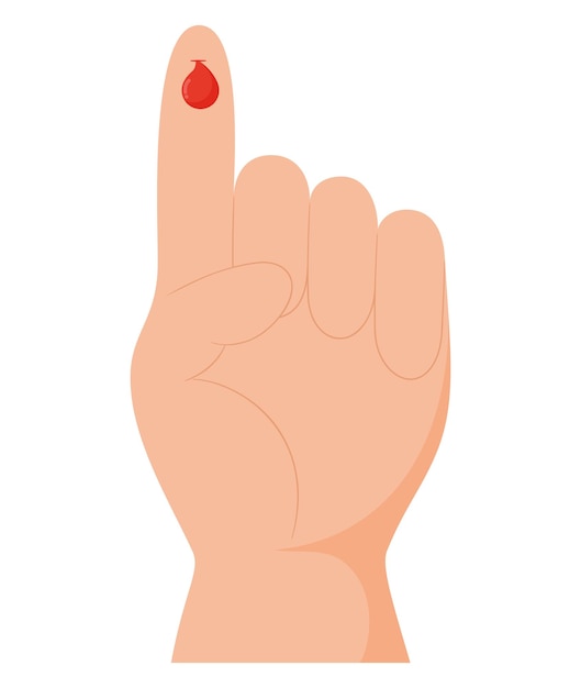 Gratis vector hand met een druppel bloed.