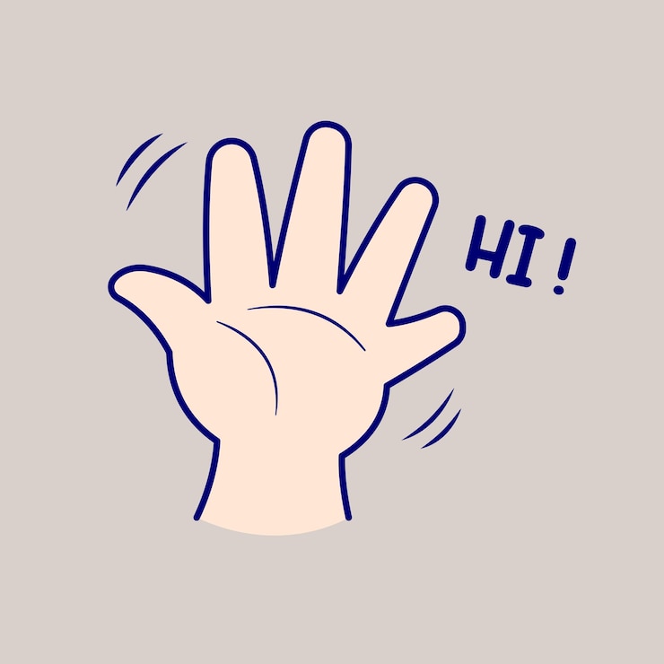 Gratis Vector hand met hi teken cartoon vector icon illustratie mensen object icon geïsoleerde platte vector