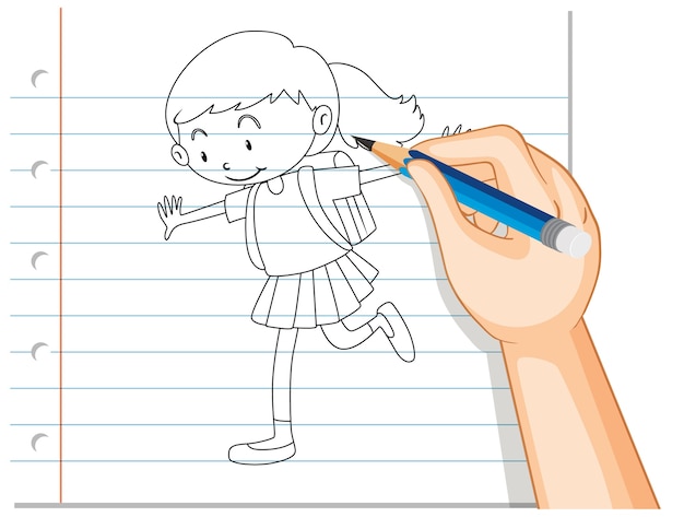 Gratis vector hand schrijven van student meisje overzicht