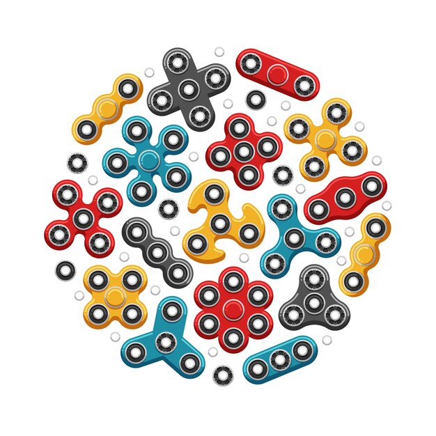 Hand Spinners Of Fidget Spinner Speelgoed Pictogrammen Premium Vector