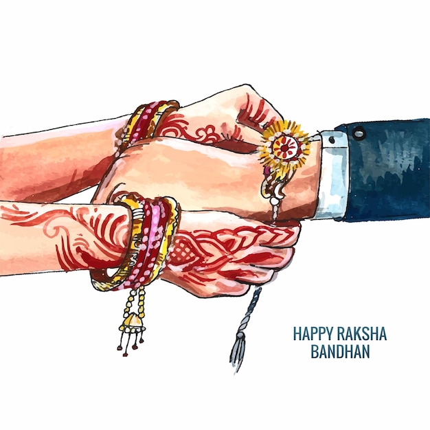 Gratis vector hand tekenen aquarel raksha bandhan viering kaart achtergrond