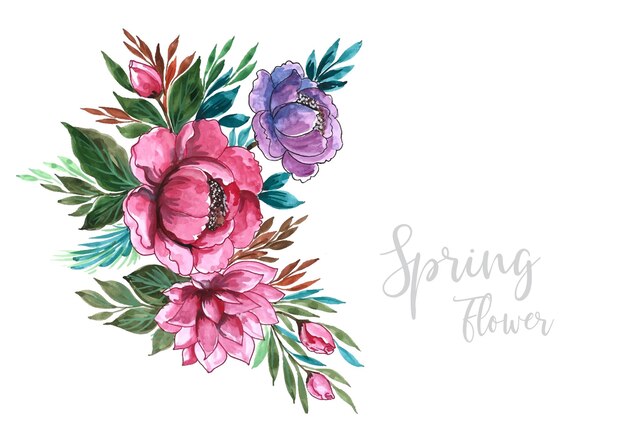 Hand tekenen decoratieve kleurrijke lente bloemen ontwerp illustratie
