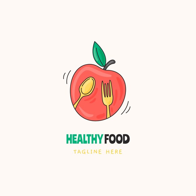 Hand tekenen gezond voedsel logo ontwerp