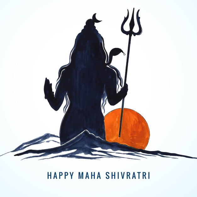 Hand tekenen heer shiva vakantie maha shivratri kaart achtergrond