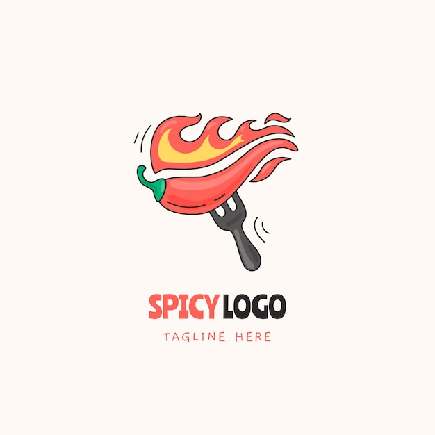 Hand tekenen pittig logo-ontwerp