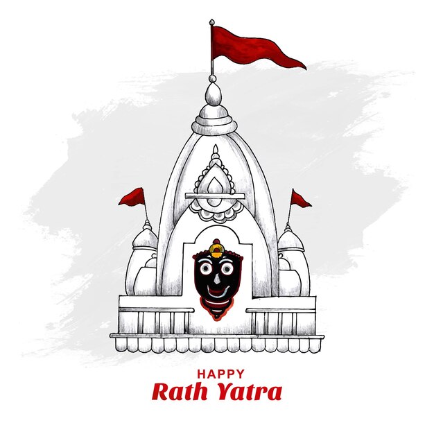 Hand tekenen ratha yatra schets heer van jagannath viering ontwerp