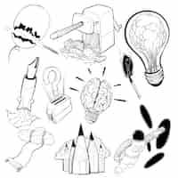 Gratis vector hand tekening illustratie set van creatieve ideeën concept