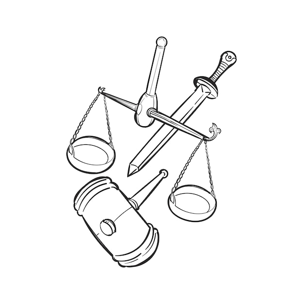 Hand tekening illustratie van Justitie concept