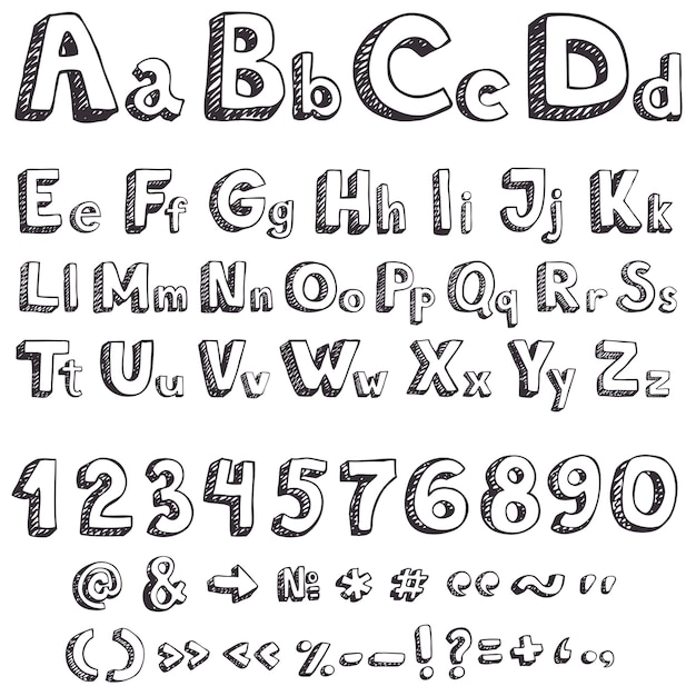 Hand tekening vector letters