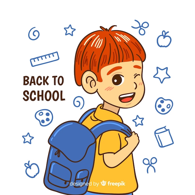 Gratis vector hand terug naar school achtergrond getekend