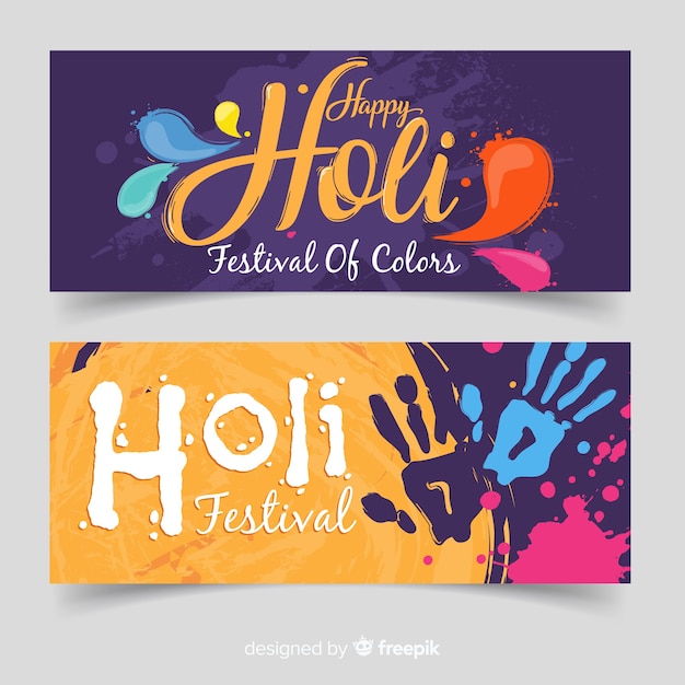 Handafdruk holi fesival banner