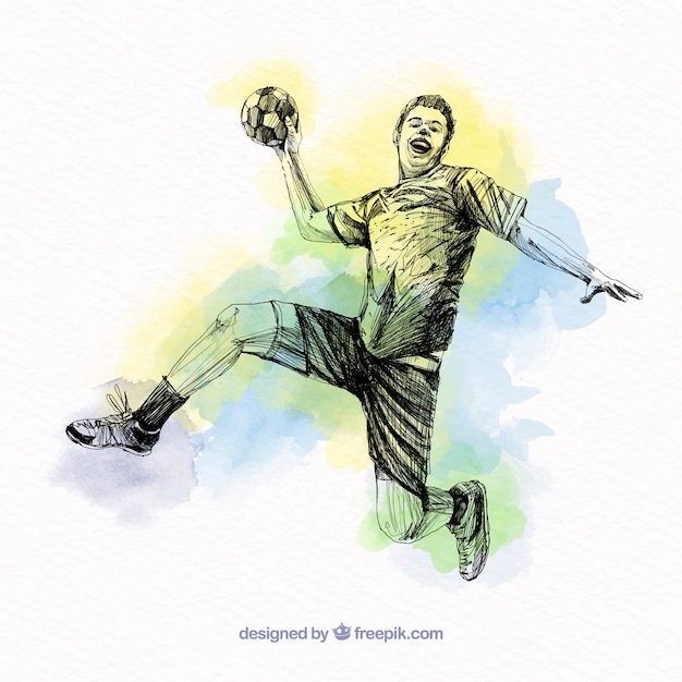 Gratis vector handbalspeler in schetsstijl