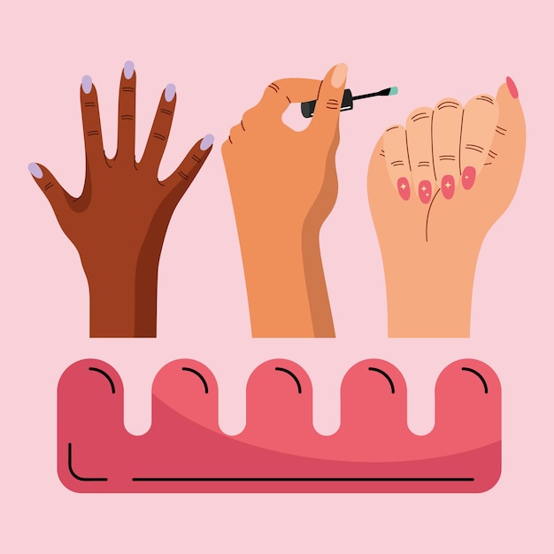 handen en apparatuur manicure pictogrammen