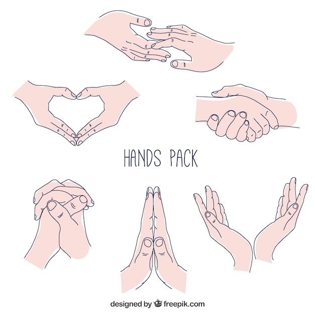handen pakken in de hand getekende stijl